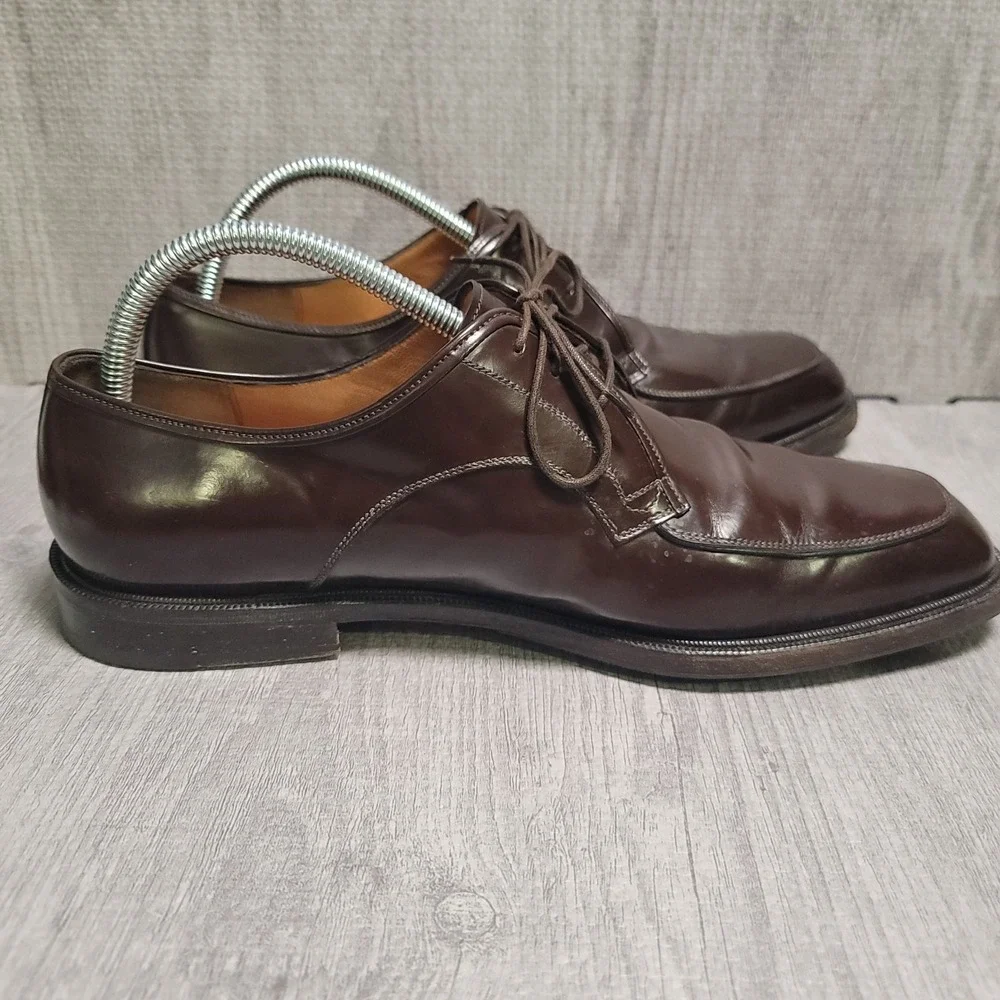 Salvatore Ferragamo Shoes Mens 9.5 D Brown Apron Toe Derby Italy UG10216